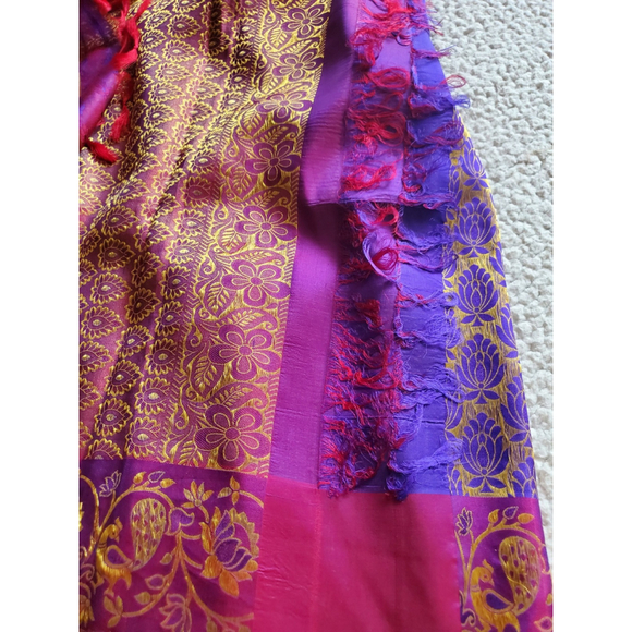Women Pure Silk Royal Kanjivaram Saree Wedding Party Festive Handloom - Picture 13 of 16